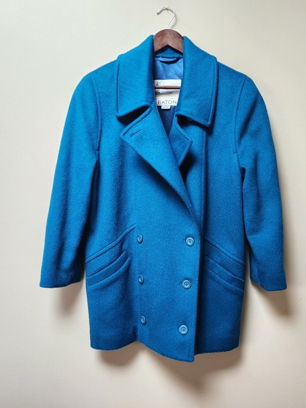 London Fog for Eaton 100% Wool Blue Peacoat Jacket / 10petite